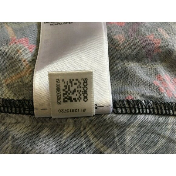 Adidas 3 Stripes Brand Tshirt Floral Size XS Dual Print Short Sleeve Flare HI-lo - Picture 6 of 6